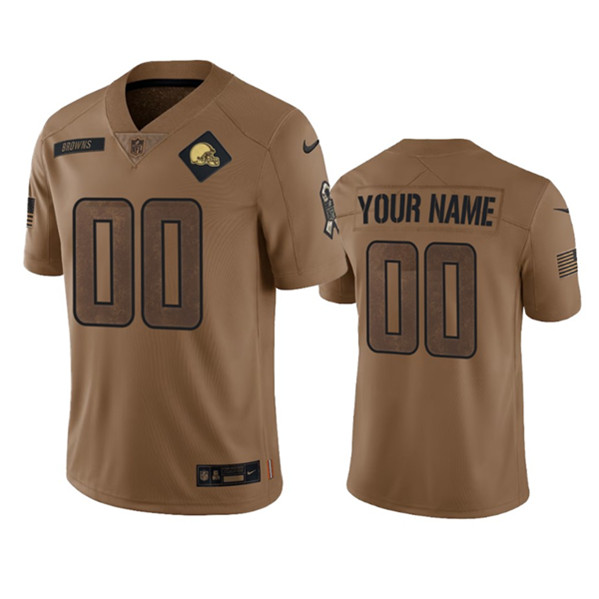 Mens Cleveland Browns Active Player Custom 2023 Brown Salute To Service Limited Football Stitched Jersey->customized nfl jersey->Custom Jersey